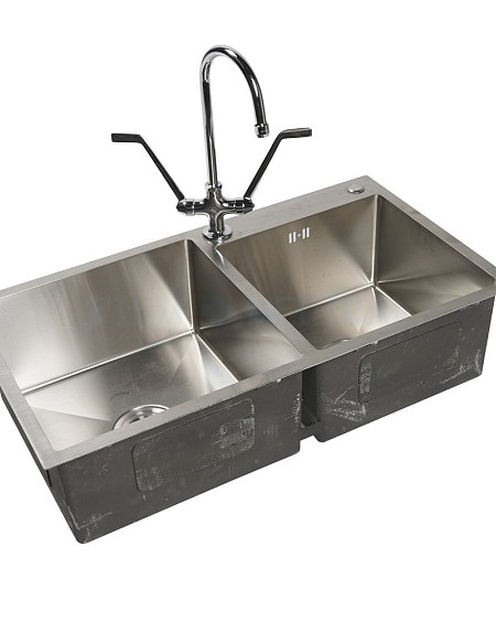 Square double sink unit